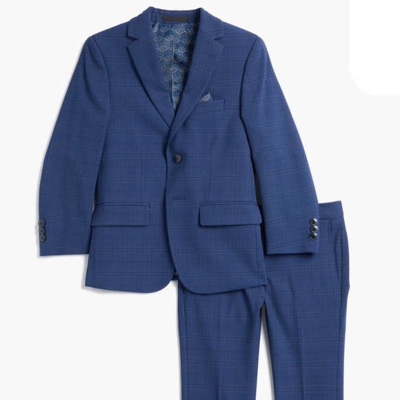 Talia Navy Blue Classic Plaid Suit Set Size 16